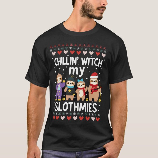 Chillin med mina sloth-mobbisar Rolig Långsamt Ful T Shirt (Framsida)
