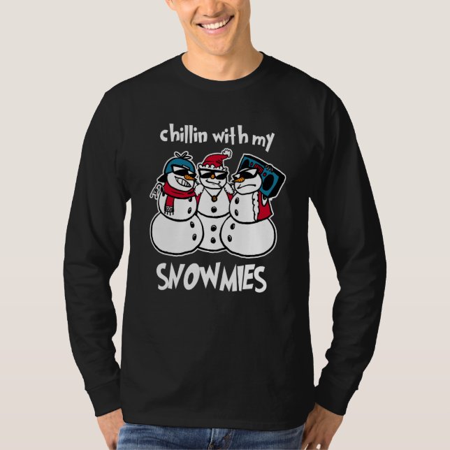 Chillin Med Mina Snökompisar Julfest Idé Xmas T Shirt (Framsida)