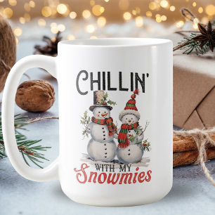 Chillin med mina snömier, Cute Snögubbe Kaffemugg