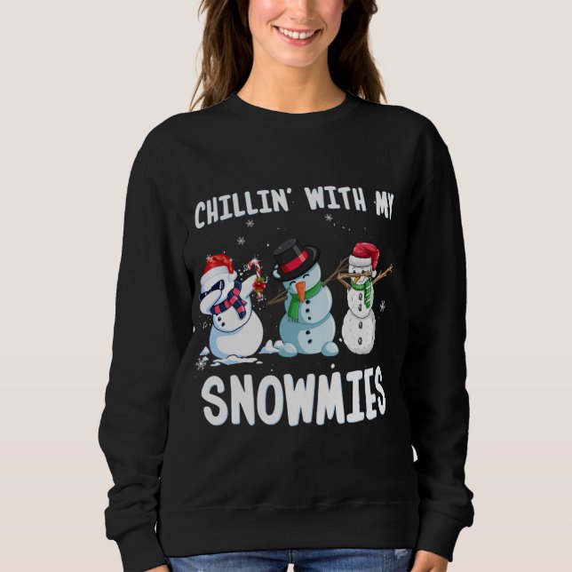 Chillin med Mina snömier Jul Julafton Snögubbe F T Shirt (Framsida)