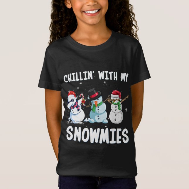 Chillin med Mina snömier Jul Julafton Snögubbe F T Shirt (Framsida)