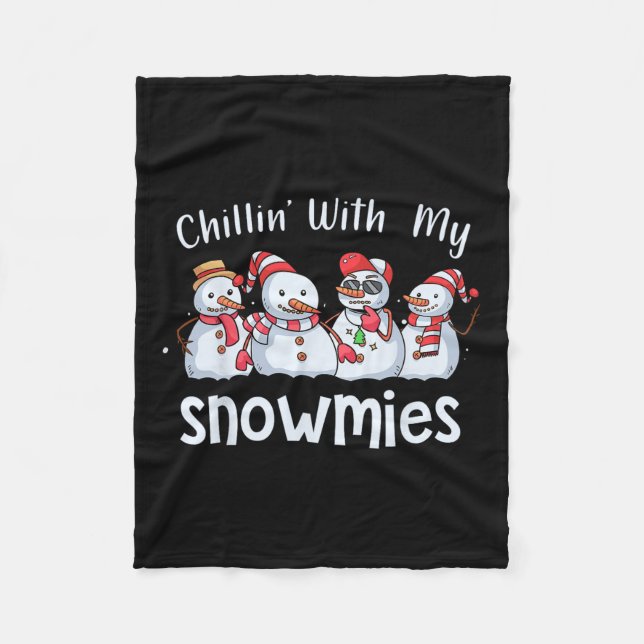 Chillin med mina snömier jul Pajamas Snögubbe Fleecefilt (Framsidan)