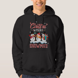 Chillin med mina snömier Santa Snögubbe Scarf Ligh Hoodie
