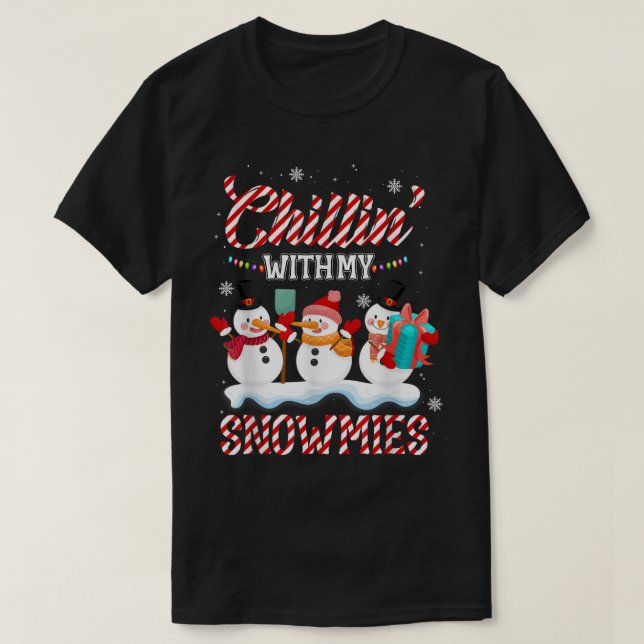 Chillin med mina snömier Santa Snögubbe Scarf Ligh T Shirt (Design framsida)