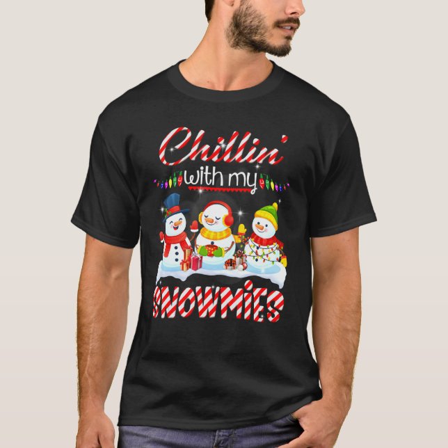 Chillin med mina snömier Santa Snögubbe Scarf Ligh T Shirt (Framsida)