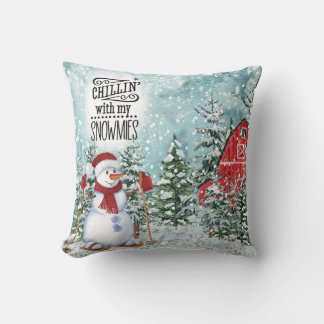 Chillin med mina snömier Vit vinter i julen Kudde