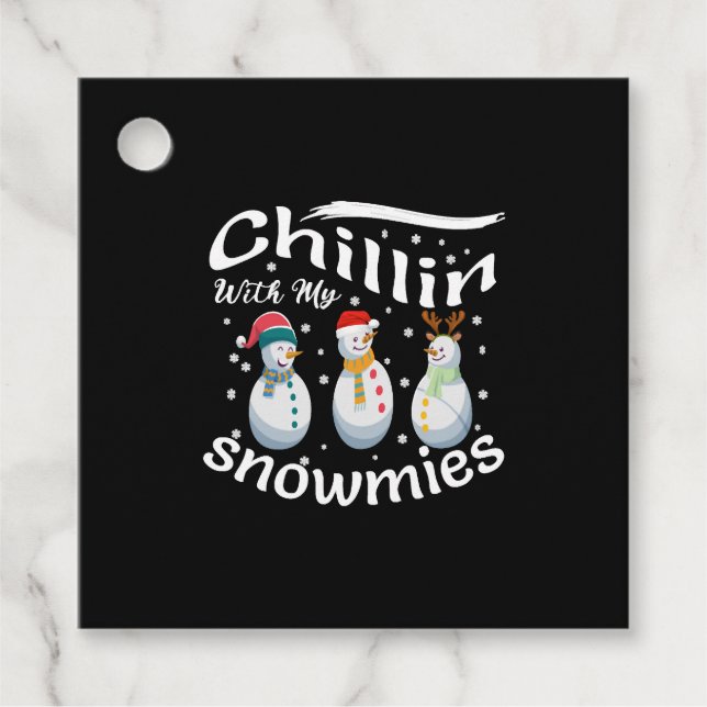 Chillin med mina snowmier, julbesättning gåvor etiketter (Framsida)
