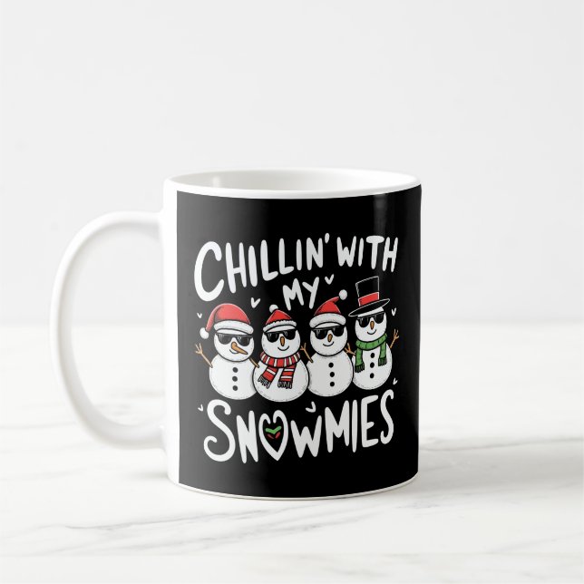 Chillin med mina snutar, fina Snögubbe-julen Kaffemugg (Vänster)