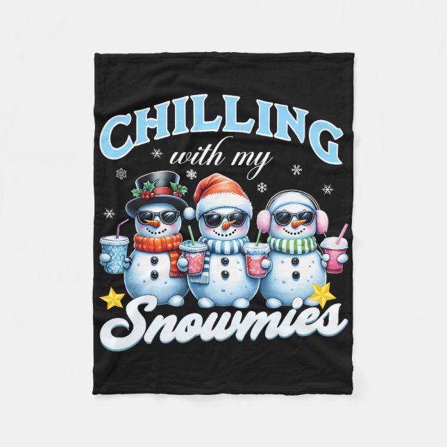 Chillin med mina snutar, Snögubbe Jul K Fleecefilt (Framsidan)