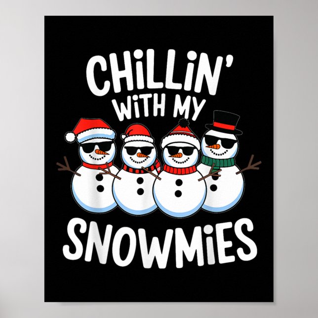 Chillin med mina snutar, Snögubbe Jul K Poster (Framsidan)