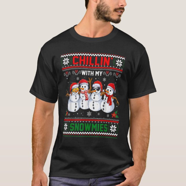 Chillin med mina snutar Snögubbe jul T Shirt (Framsida)