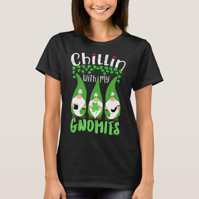 Chillin med mina vänner, St. Patrick Day Gnomes Ga T Shirt (Framsida)