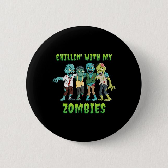 Chillin med Roligten Zombies Halloween-pojkar Knapp (Framsida)