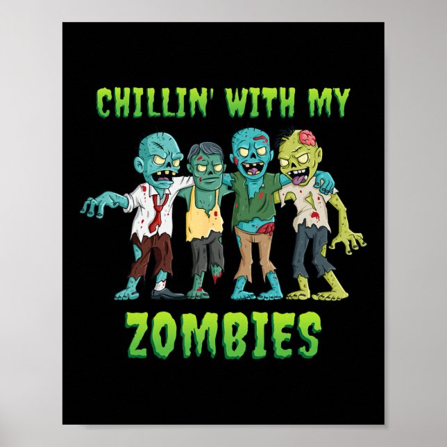 Chillin med Roligten Zombies Halloween-pojkar Poster (Framsidan)