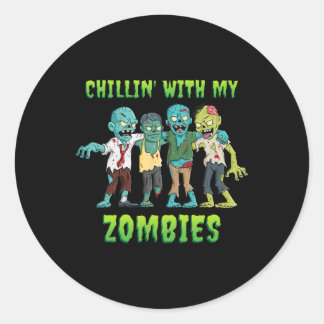 Chillin med Roligten Zombies Halloween-pojkar Runt Klistermärke
