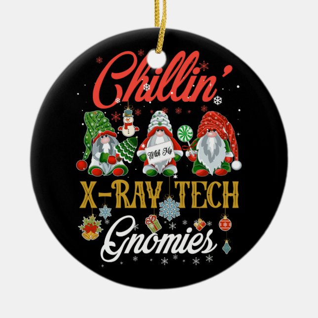 Chillin med röntgenstråle tre Gnomes Ch Julgransprydnad Keramik (Framsidan)