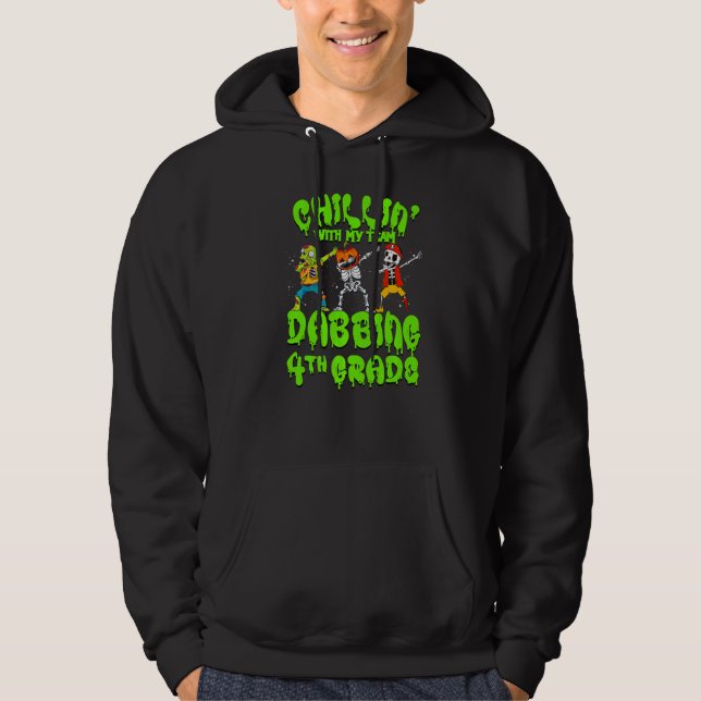 Chillin med Zombie Pumpkin Skeleton Dab 4:e Gr Hoodie (Framsida)