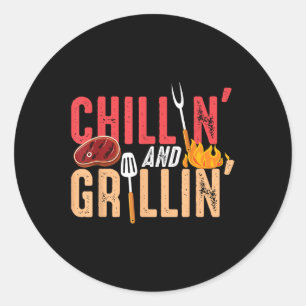 Chillin och Grillin Barbecue Party Runt Klistermärke
