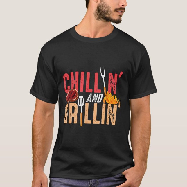 Chillin och Grillin Barbecue Party T Shirt (Framsida)