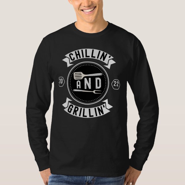 Chillin och Grillin Funny Outdoor Summer BBQ T Shirt (Framsida)