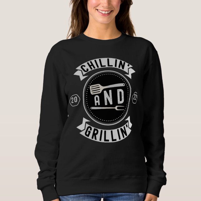 Chillin och Grillin Funny Outdoor Summer BBQ T Shirt (Framsida)