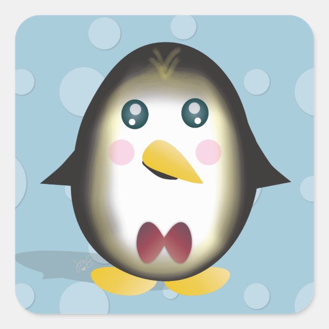 Chillin Penguin Fyrkantigt Klistermärke (Framsida)