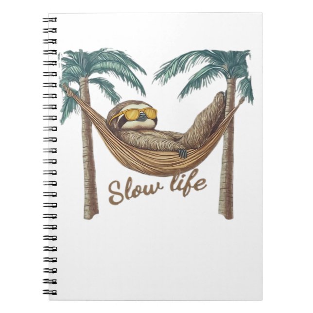 Chillin Sloth i Hammock Oversized T-Shirt Anteckningsbok (Framsidan)