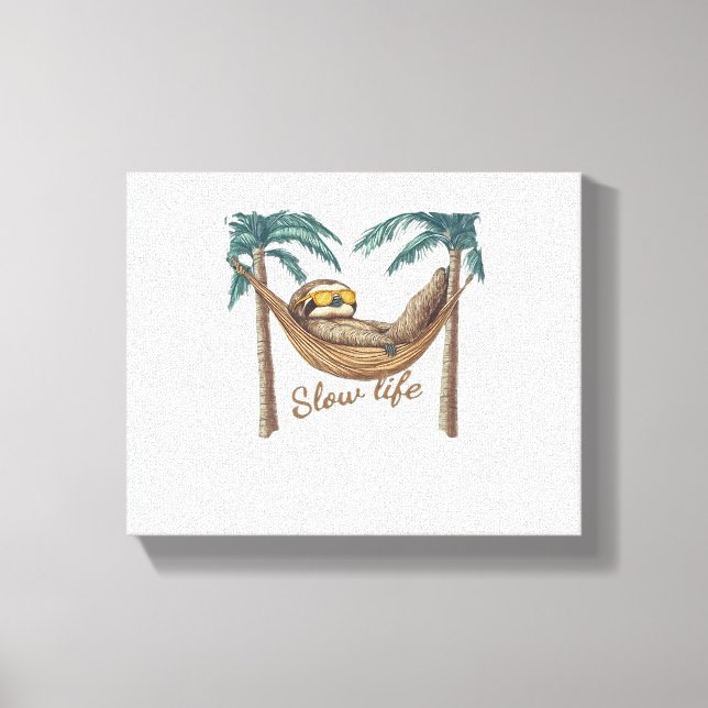 Chillin Sloth i Hammock Oversized T-Shirt Canvastryck (Framsida)