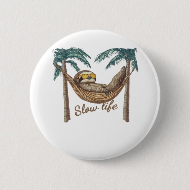 Chillin Sloth i Hammock Oversized T-Shirt Knapp (Framsida)