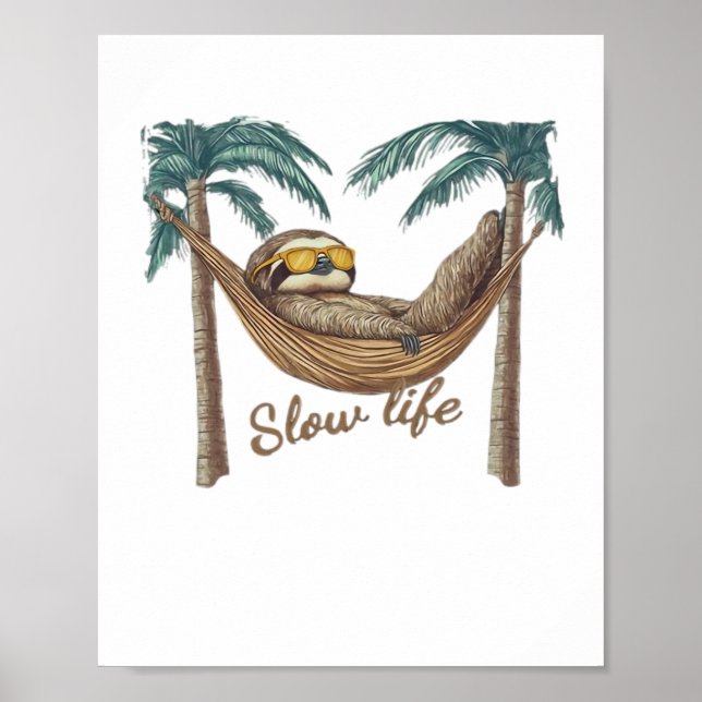 Chillin Sloth i Hammock Oversized T-Shirt Poster (Framsidan)