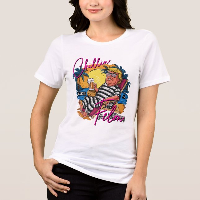 Chillin som en felon Retro Pink Summer Beer Funny T Shirt (Framsida)