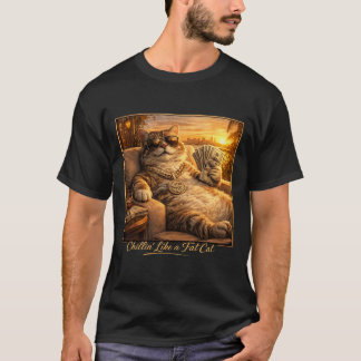 Chillin' Som En Tjock Katt Rolig Katt T-Shirt