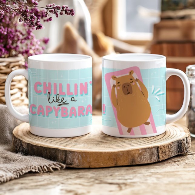 Chillin som ett Capybara Funny Summer Trendig Kaffemugg (Skapare uppladdad)
