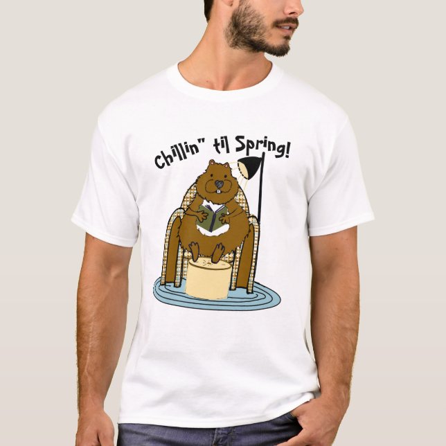Chillin til Spring Groundhog T Shirt (Framsida)