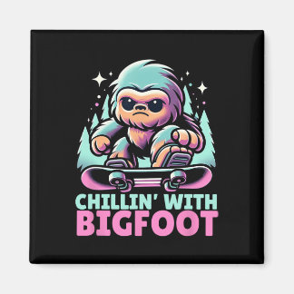 Chillin’ with Bigfoot Alpine Winter Snowboa Magnet