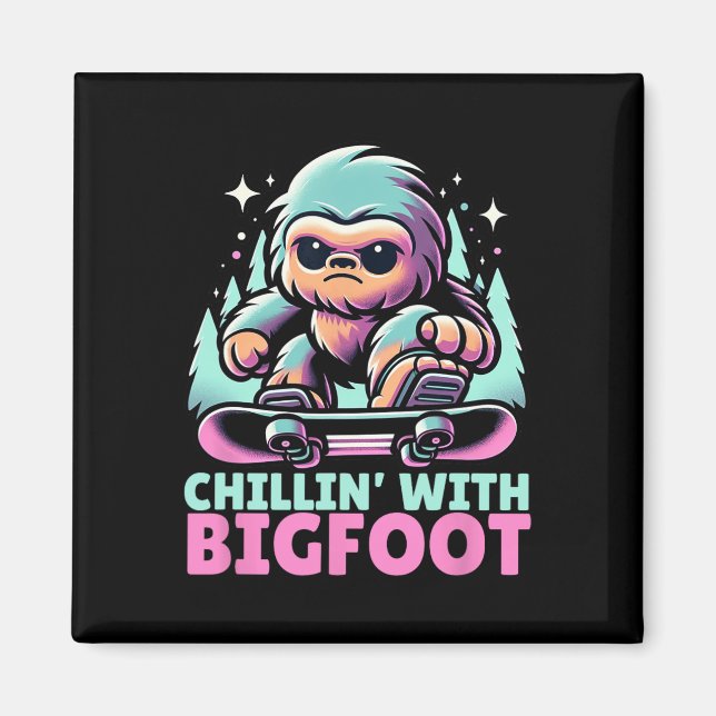 Chillin’ with Bigfoot Alpine Winter Snowboa Magnet (Framsidan)