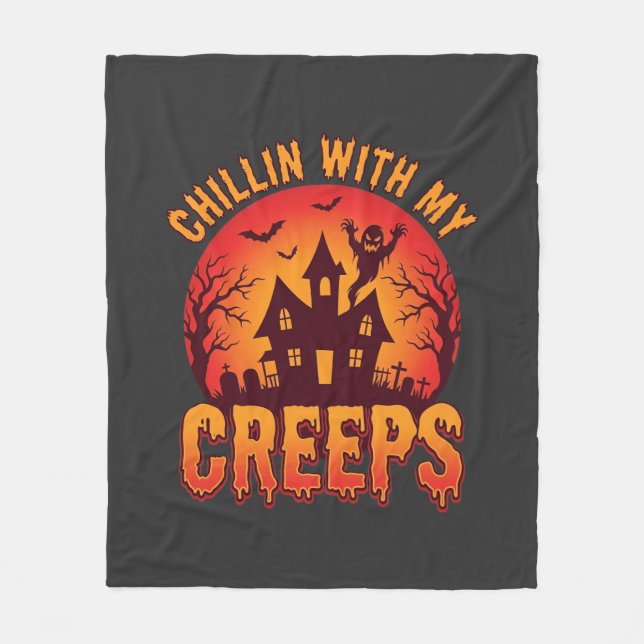 Chillin With My Creeps Halloween T-Shirt Design_1 Fleecefilt (Framsidan)
