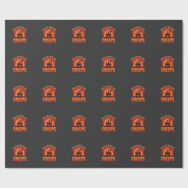 Chillin With My Creeps Halloween T-Shirt Design_1 Presentpapper (Platt)