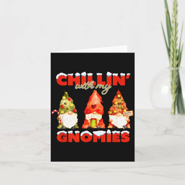 Chillin' With My Gnomies Christmas Matching Family Kort (Framsida)