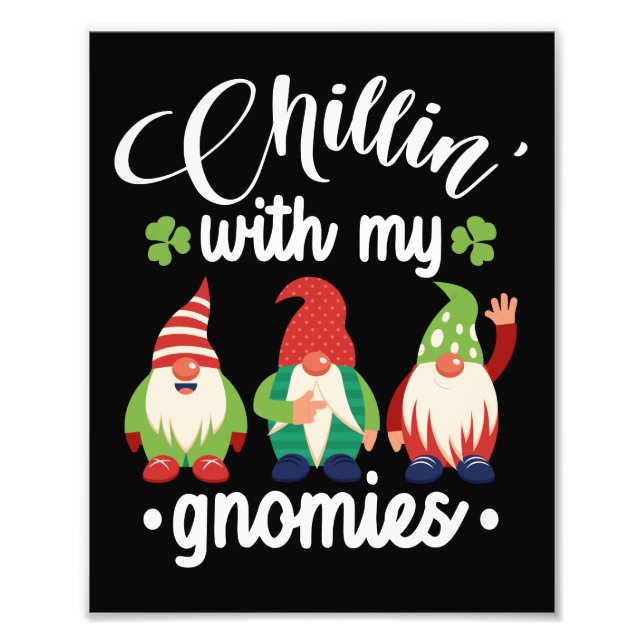 Chillin' With My Gnomies Funny St Patrick's Day Fototryck (Framsidan)