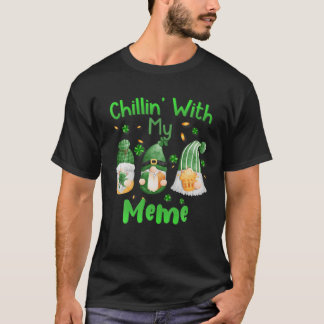 Chillin With My Meme Green Plaid Gnomes St Patrick T Shirt