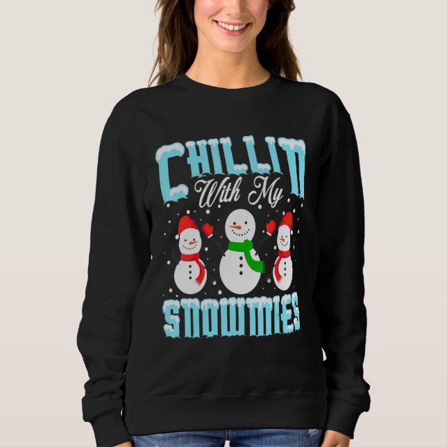 Chillin With My Snowmies Family Pajamas Snowman Ch T Shirt (Framsida)