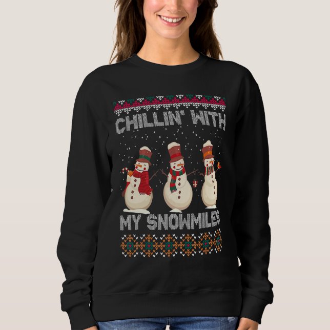 Chillin' With My Snowmies Matching Family Ugly Chr T Shirt (Framsida)