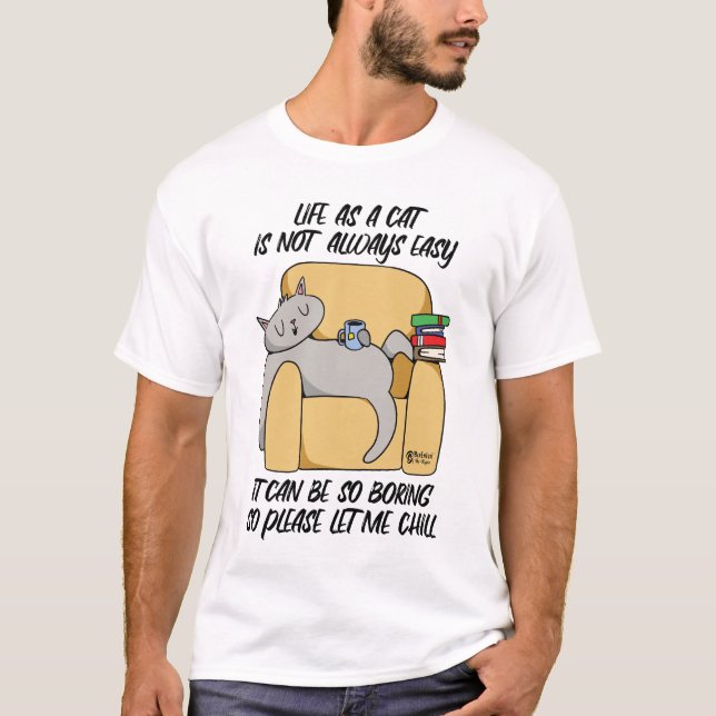 Chilling Cat Manar White T Shirt (Framsida)
