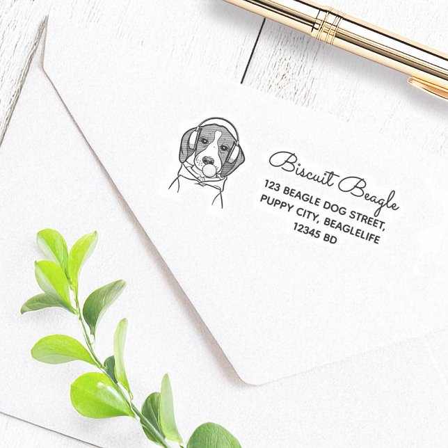 Chilling Hund Cute Funny Beagle Returadress Självfärgande Stämpel (Skapare uppladdad)