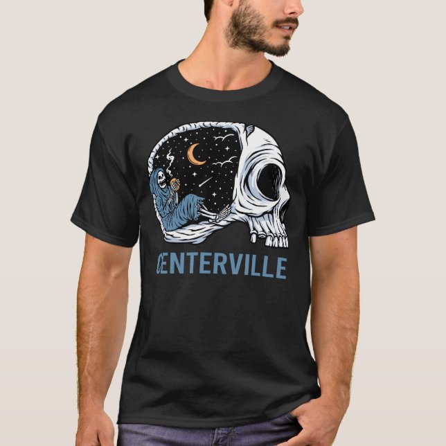 Chilling Skeleton Centerville T Shirt (Framsida)