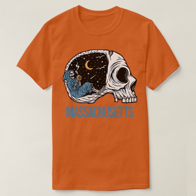 Chilling Skeleton Massachusetts T Shirt (Design framsida)