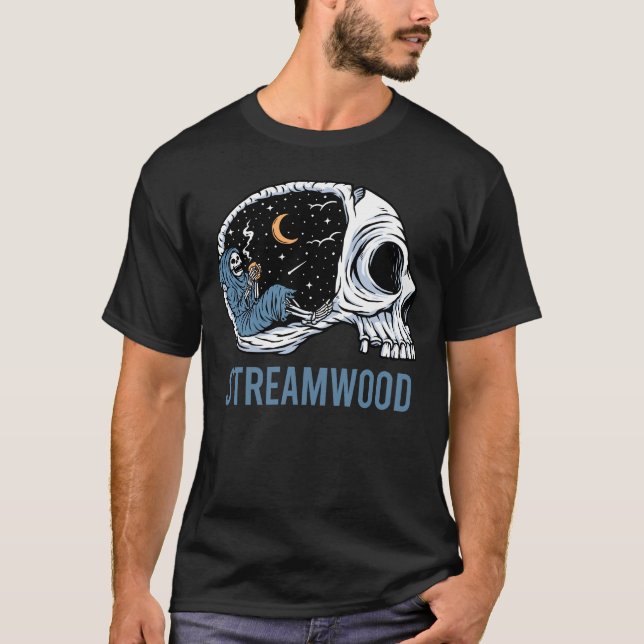 Chilling Skeleton - Streamwood T Shirt (Framsida)