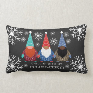 Chillin'Gnomes Snowflake Illustration jul Lumbarkudde