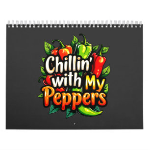 Chillin's with My Peppers - Colorful Chili Graphic Kalender